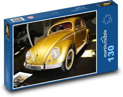 Zlaté auto - VW Brouk, historické vozidlo - Puzzle 130 dílků, rozměr 28,7x20 cm