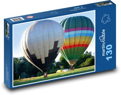 Hot air balloon - ride, trip - Puzzle 130 pieces, size 28.7x20 cm 