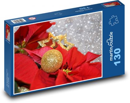 Vánoční hvězda - květina, vánoce - Puzzle 130 dílků, rozměr 28,7x20 cm