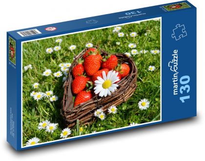 Erdbeeren - Herz, Korb - Puzzle - 130 Teile
