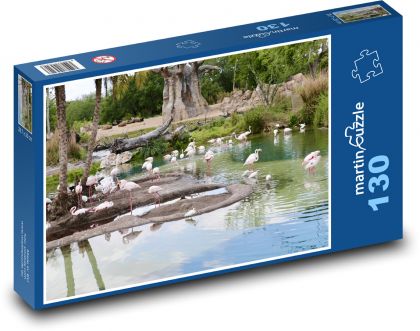 Přírodní rezervace - Plameňáci - Puzzle 130 dílků, rozměr 28,7x20 cm