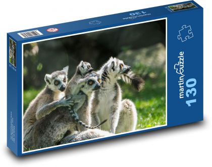 Lemury - skupina lemurov - Puzzle 130 dielikov, rozmer 28,7x20 cm 