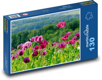 Vlčí mák - pole - Puzzle 130 dílků, rozměr 28,7x20 cm