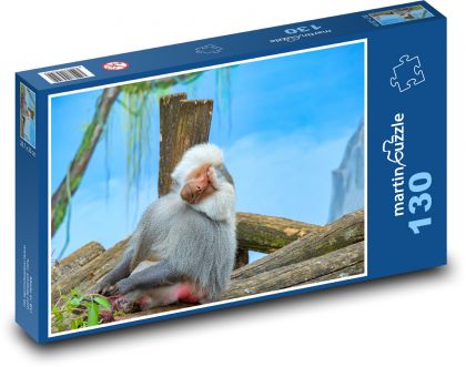 Pavián - šedá opice - Puzzle 130 dílků, rozměr 28,7x20 cm