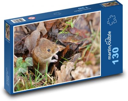 Myš - dřevo, hlodavec - puzzle 130 dílků