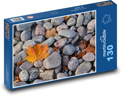 Kameny - podzim, list - Puzzle 130 dílků, rozměr 28,7x20 cm