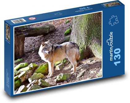 Vlk - divoká zver, príroda - Puzzle 130 dielikov, rozmer 28,7x20 cm 