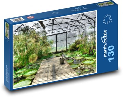 Greenhouse - water lilies, garden - Puzzle 130 pieces, size 28.7x20 cm 