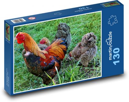 Kohút - sliepka, vták - Puzzle 130 dielikov, rozmer 28,7x20 cm 