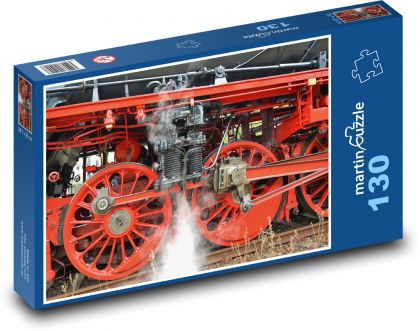 Lokomotywa parowa - kolej, pociąg - Puzzle 130 elementów, rozmiar 28,7x20 cm