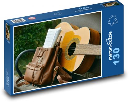 Gitara - spěvník, batoh - Puzzle 130 dielikov, rozmer 28,7x20 cm 