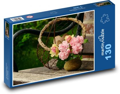 Růžová kytice - dekorace, květina - puzzle 130 dílků