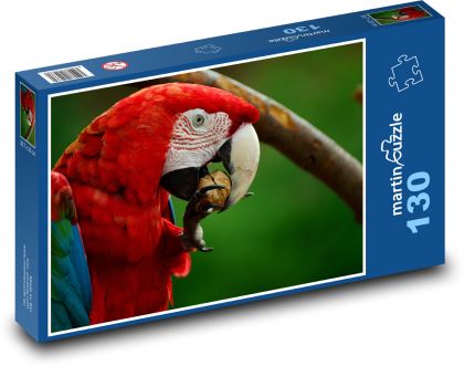 Ara - papoušek, červený pták - Puzzle 130 dílků, rozměr 28,7x20 cm