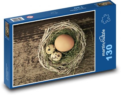 Eggs - nest, chicken - Puzzle 130 pieces, size 28.7x20 cm 