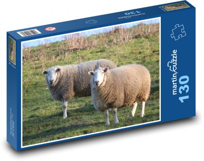 Ovce - pastvina, zvířata - Puzzle 130 dílků, rozměr 28,7x20 cm