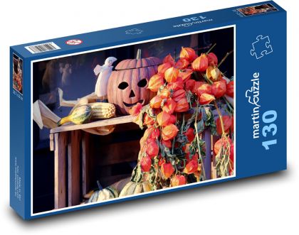 Halloween - dýně, podzim - Puzzle 130 dílků, rozměr 28,7x20 cm