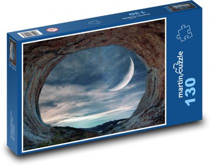 Jeskyně - měsíc, noc - Puzzle 130 dílků, rozměr 28,7x20 cm