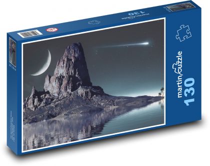 Berg - Nacht, Mond - Puzzle - 130 Teile