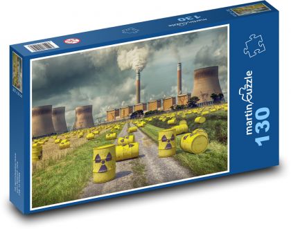 Odpady jądrowe - elektrownia, kominy - Puzzle 130 elementów, rozmiar 28,7x20 cm