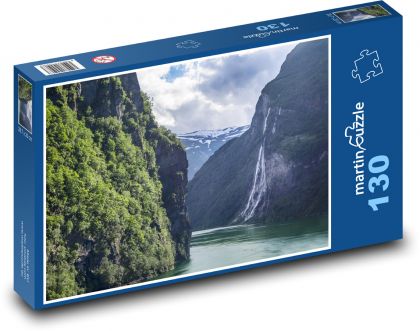 Vodopád - les, stromy - puzzle 130 dílků