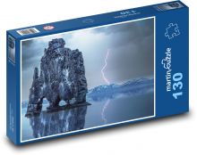 Skála - bouřka, moře Puzzle 130 dílků - 28,7 x 20 cm