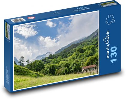 Hory - lúka, príroda - Puzzle 130 dielikov, rozmer 28,7x20 cm 
