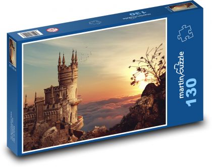Sonnenuntergang - Burg, Türme - Puzzle - 130 Teile