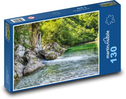 Řeka v lese - příroda, stromy - Puzzle 130 dílků, rozměr 28,7x20 cm