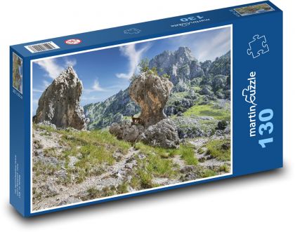 Skála - hora, turistika - Puzzle 130 dílků, rozměr 28,7x20 cm