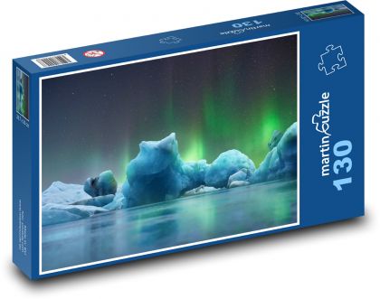Severní polární záře - Lofoty, ledovce - Puzzle 130 dílků, rozměr 28,7x20 cm