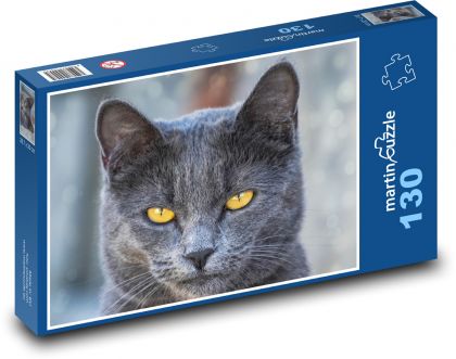 Czarny kot - zwierzak, zwierzę - Puzzle 130 elementów, rozmiar 28,7x20 cm