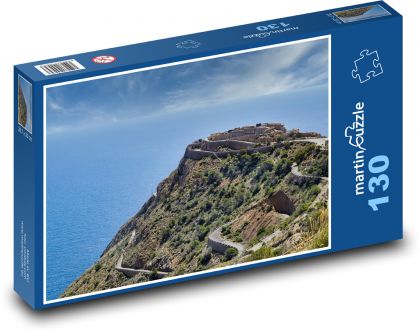 Silnice na kopci - moře, stromy - Puzzle 130 dílků, rozměr 28,7x20 cm