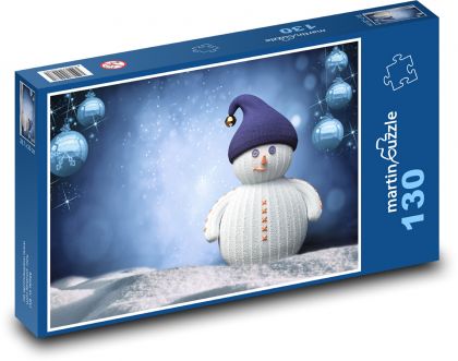 Vánoční přání - sněhulák, sníh - Puzzle 130 dílků, rozměr 28,7x20 cm