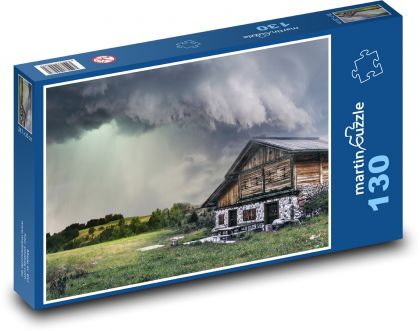 Dům na samotě - bouřka, mraky - Puzzle 130 dílků, rozměr 28,7x20 cm