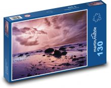 Bouřka na pobřeží - moře, noc Puzzle 130 dílků - 28,7 x 20 cm