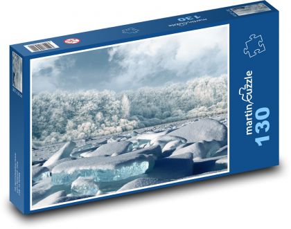 Led v moři - zasněžené stromy, zima - Puzzle 130 dílků, rozměr 28,7x20 cm