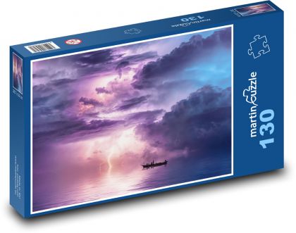 Storm over the sea - fantasy, fisherman - Puzzle 130 pieces, size 28.7x20 cm 