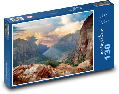 Skály - horolezectví, příroda - Puzzle 130 dílků, rozměr 28,7x20 cm