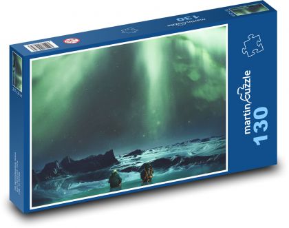 Polární záře - led, zima - puzzle 130 dílků