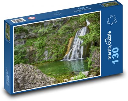 Vodopád - skaly, padajúca voda - Puzzle 130 dielikov, rozmer 28,7x20 cm 