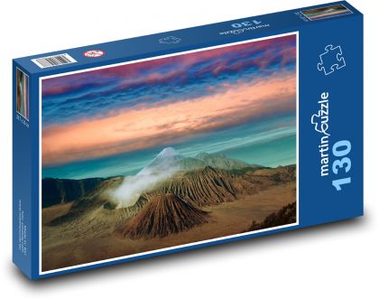 Wulkany - krajobraz, kolorowe chmury - Puzzle 130 elementów, rozmiar 28,7x20 cm