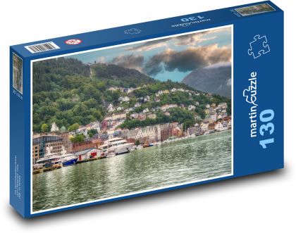 Město v Norsku - Bergen, krajina - Puzzle 130 dílků, rozměr 28,7x20 cm