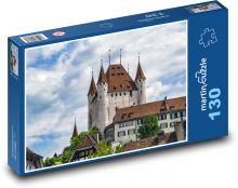 Hrad - stará budova, Švýcarsko Puzzle 130 dílků - 28,7 x 20 cm