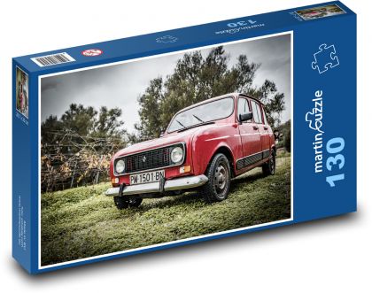 Auto - červený Renault 4 - Puzzle 130 dílků, rozměr 28,7x20 cm