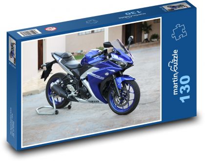 modrá Yamaha R3 - Puzzle 130 dílků, rozměr 28,7x20 cm