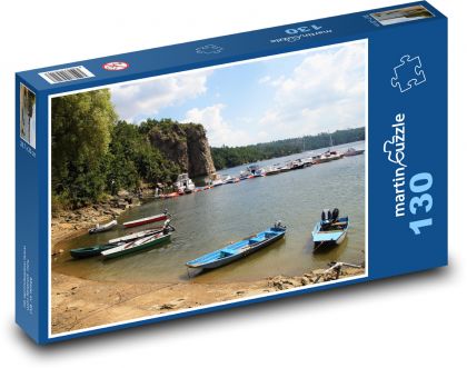 Zatoka - tama, łodzie - Puzzle 130 elementów, rozmiar 28,7x20 cm