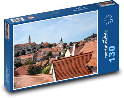 Mikulov - střechy a zámek - Puzzle 130 dílků, rozměr 28,7x20 cm