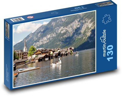 Rakousko - Hallstatt, jezero - Puzzle 130 dílků, rozměr 28,7x20 cm