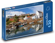 Skotsko - přístav, pobřeží, město Puzzle 130 dílků - 28,7 x 20 cm