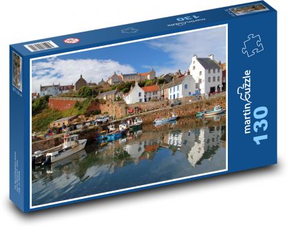 Škótsko - prístav, pobrežie, mesto - Puzzle 130 dielikov, rozmer 28,7x20 cm 
